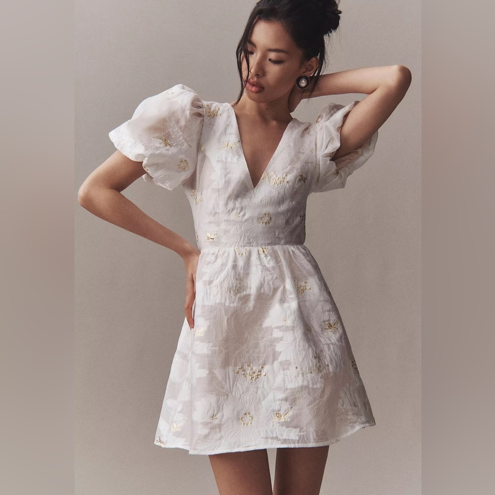 Elliatt Octavia Puff-Sleeve V-neck A-line Minj Dress
